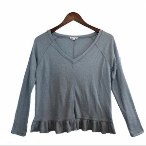 🌈 6/$60 June & Delaney Ruffled Sleeve, Hem, Loose, Lightweight Waffle, Small